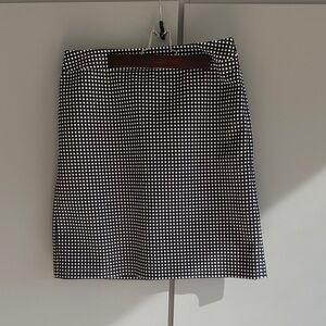 Ann Taylor Navy and White Dot Patterned Pencil Skirt